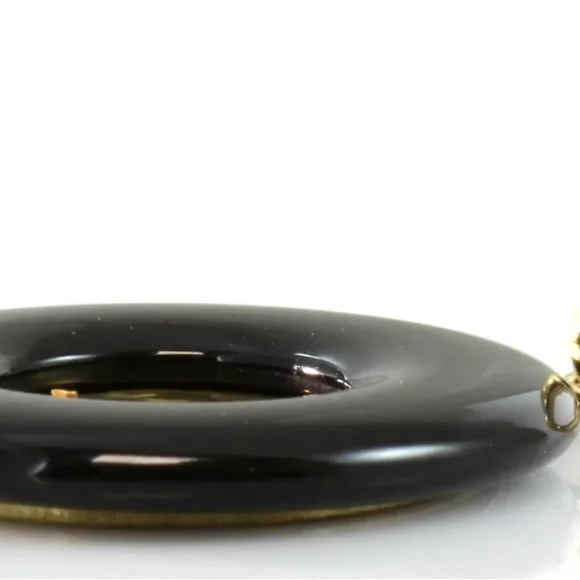 Italiana Repvbblica Lira Coin Black Onyx 14K Gold Pendant - Picture 4 of 4